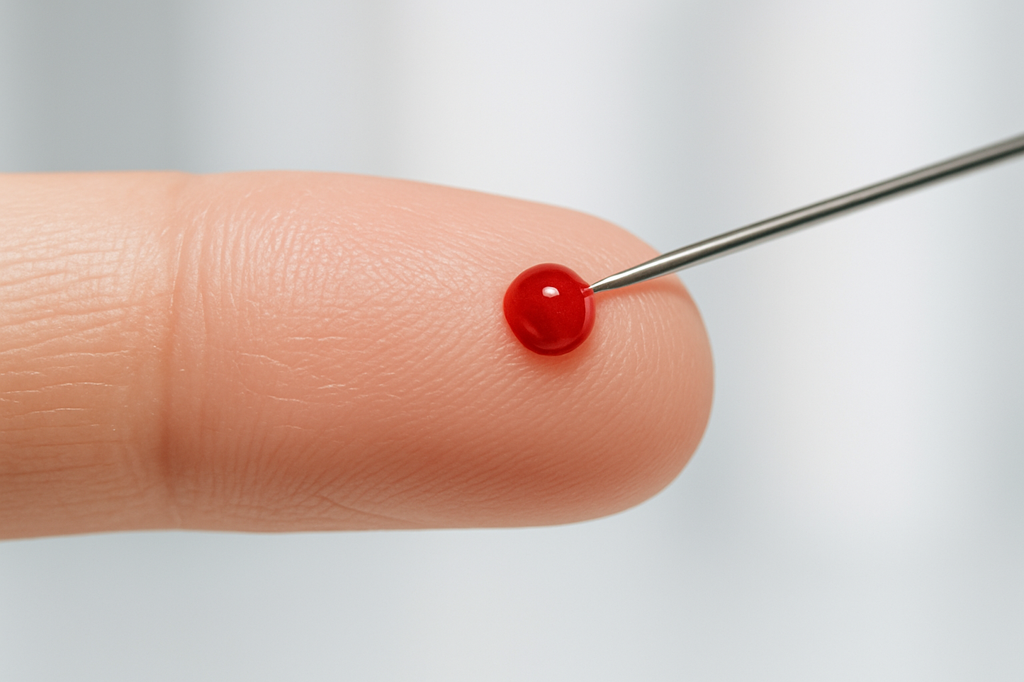 Generated image of a finger pricked by needle with blood