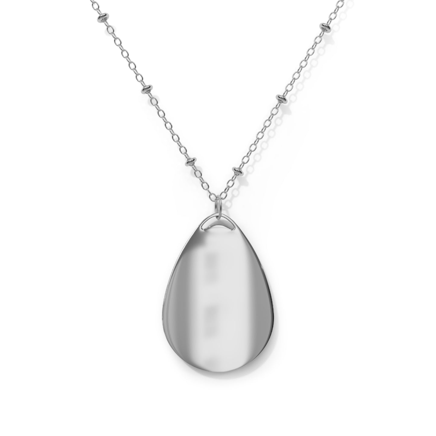 Oval Pendant Necklace — Personalized Engraved Teardrop Necklace