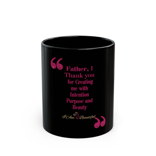 Inspirational ‘Father, I Thank You’ Black Coffee Mug — Faith & Gratitude Gift (11oz/15oz)