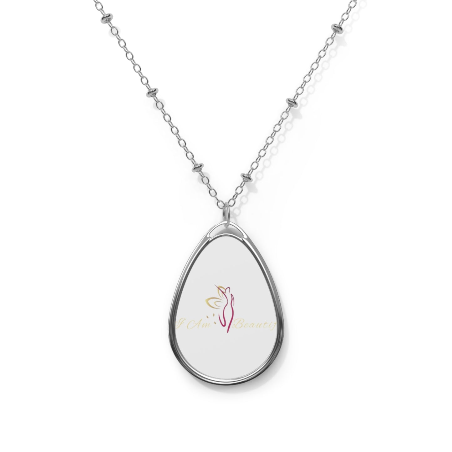 Oval Pendant Necklace — Personalized Engraved Teardrop Necklace