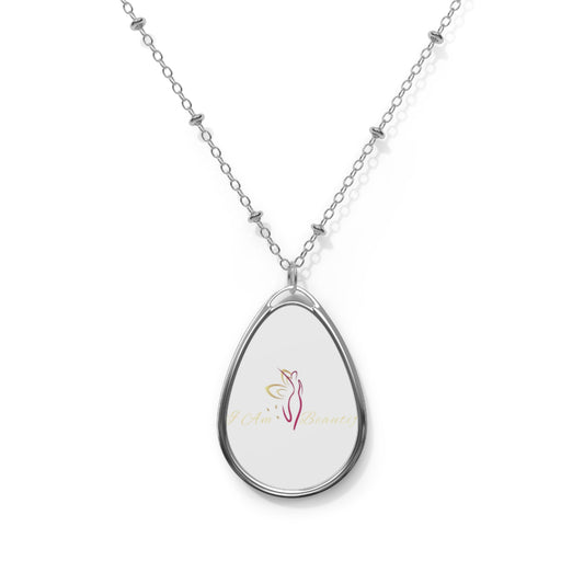Oval Pendant Necklace — Personalized Engraved Teardrop Necklace