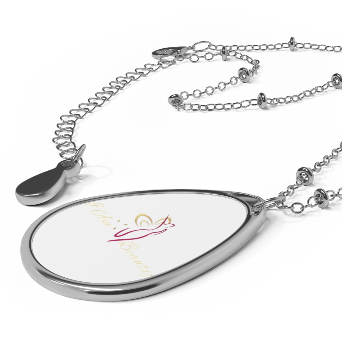 Oval Pendant Necklace — Personalized Engraved Teardrop Necklace